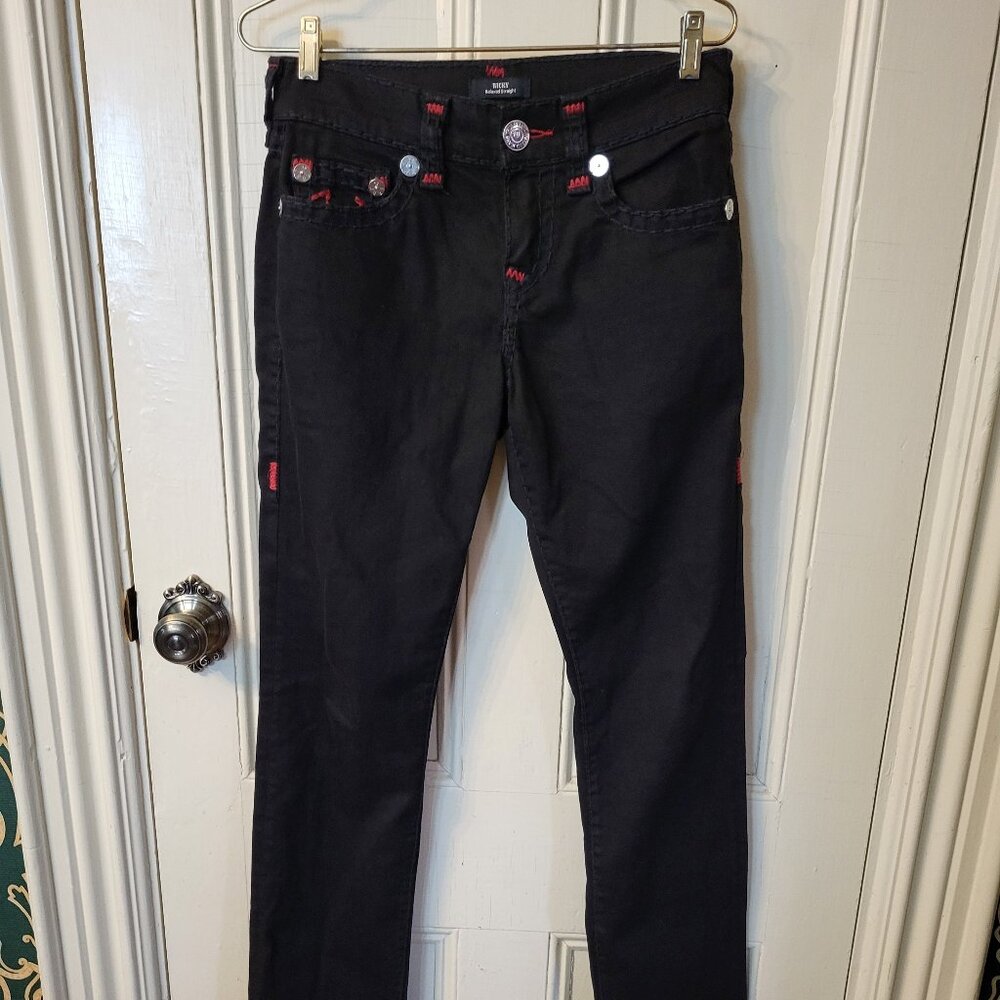 True Religion jeans black red details size 28